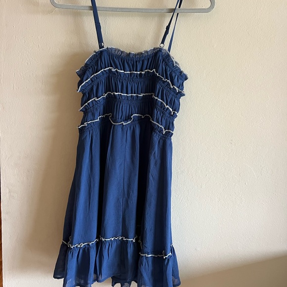 Blue Ruffled Mini Dress - Picture 4 of 4